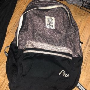 PINK backpack ! marl grey & black